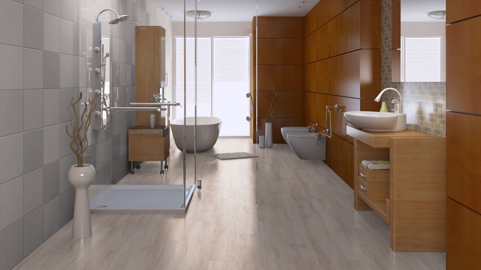 Vloeren badkamer: week schuren muren onder vloeren badkamer.