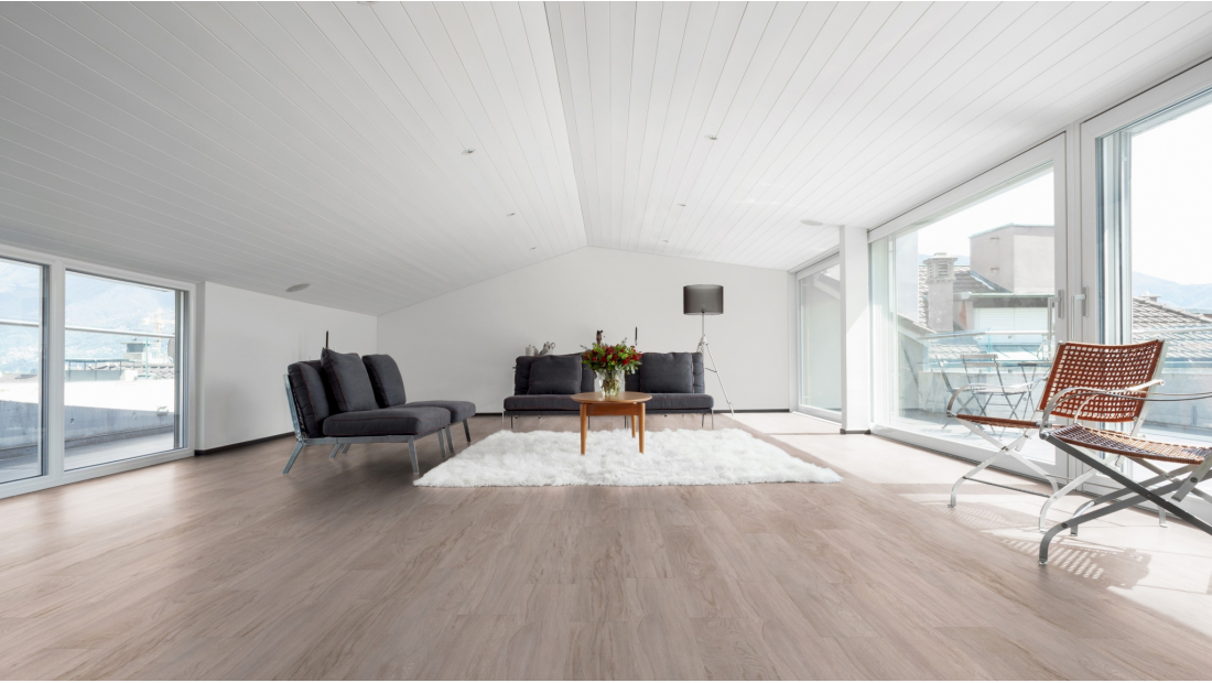 Woonkamer met English Oak Marston Oak 70592 PVC vloer mFLOR