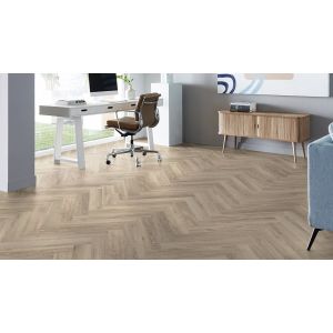 Kantoor met Parva Oak Sardinia 41219 PVC visgraat vloer mFLOR