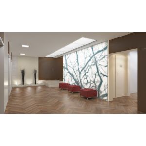 Hal met Parva Oak Liguria 41216 PVC visgraat vloer mFLOR